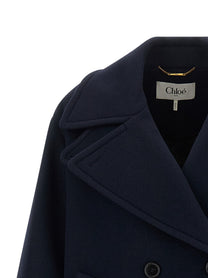 Chloé Double Breasted Coat Blue