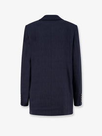 ETRO Women's Double Breasted Stretch Wool Blazer Brown