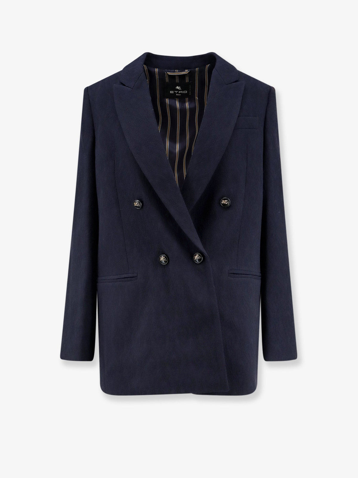 ETRO Women's Double Breasted Stretch Wool Blazer Brown