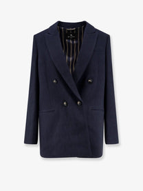 ETRO Women's Double Breasted Stretch Wool Blazer Brown