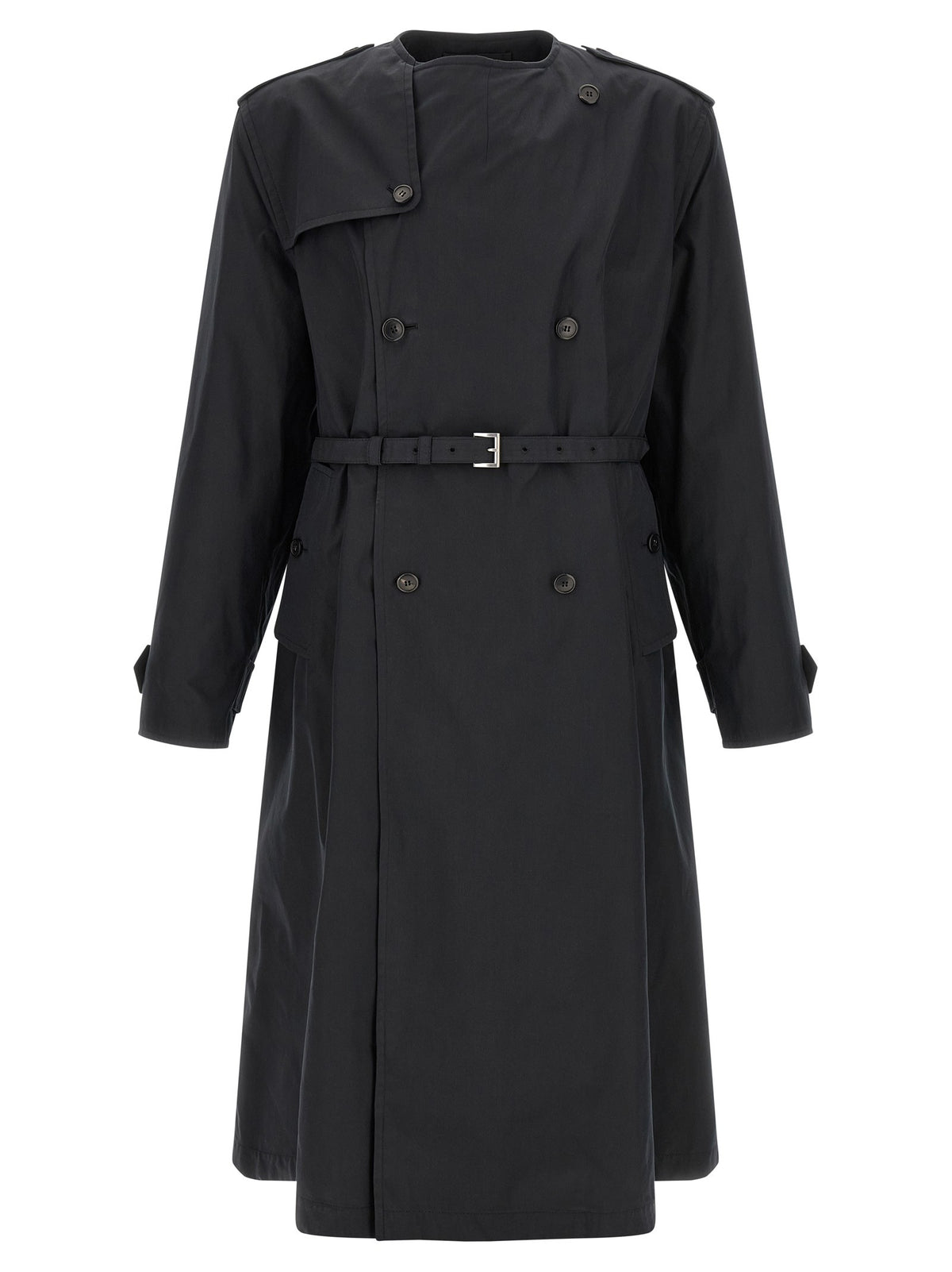 PRADA Double Breasted Trench Coat Black