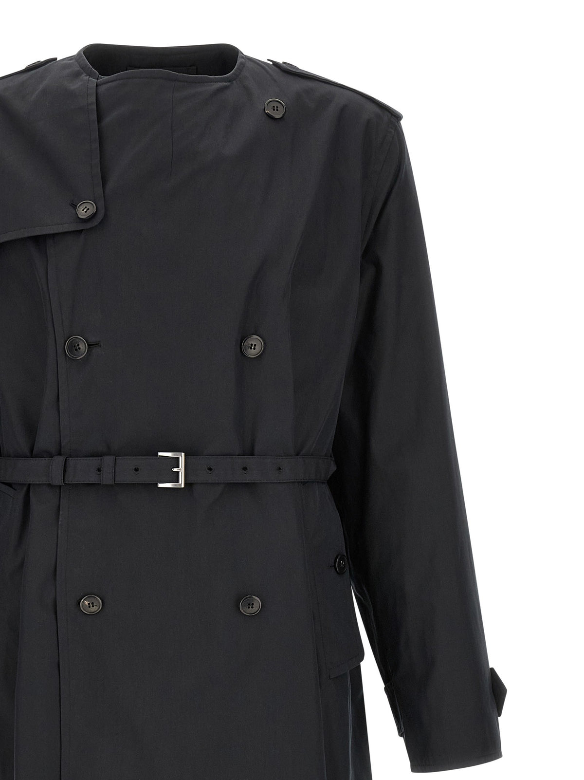 PRADA Double Breasted Trench Coat Black