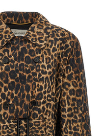 Saint Laurent Double Breasted Trench Coat Brown