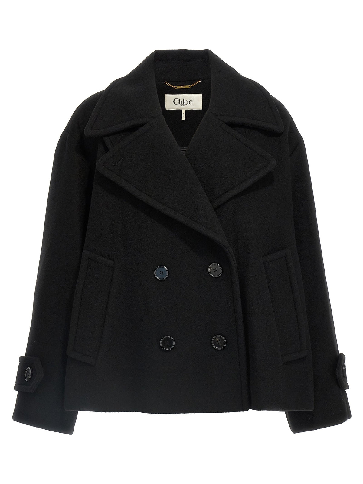 Chloé Double Breasted Wool Coat Black