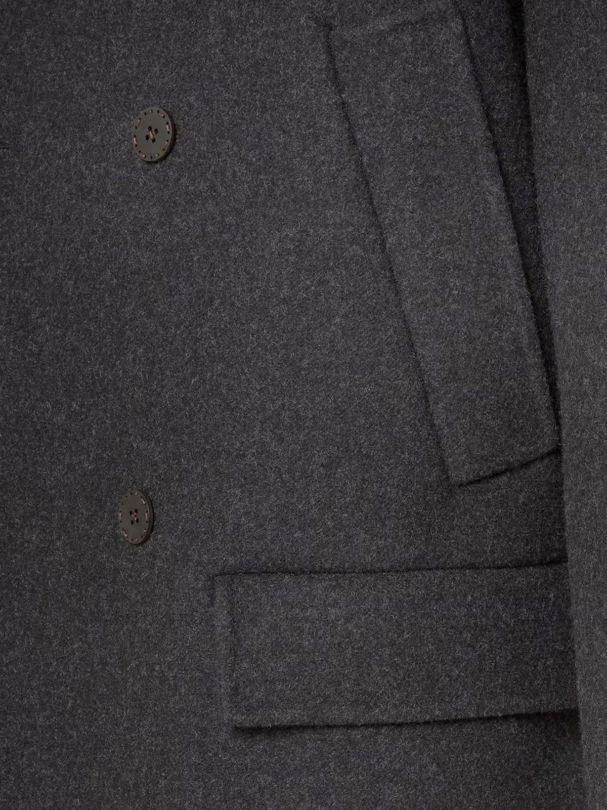 Fendi Men's Double Breasted Wool Felt Peacoat Grey