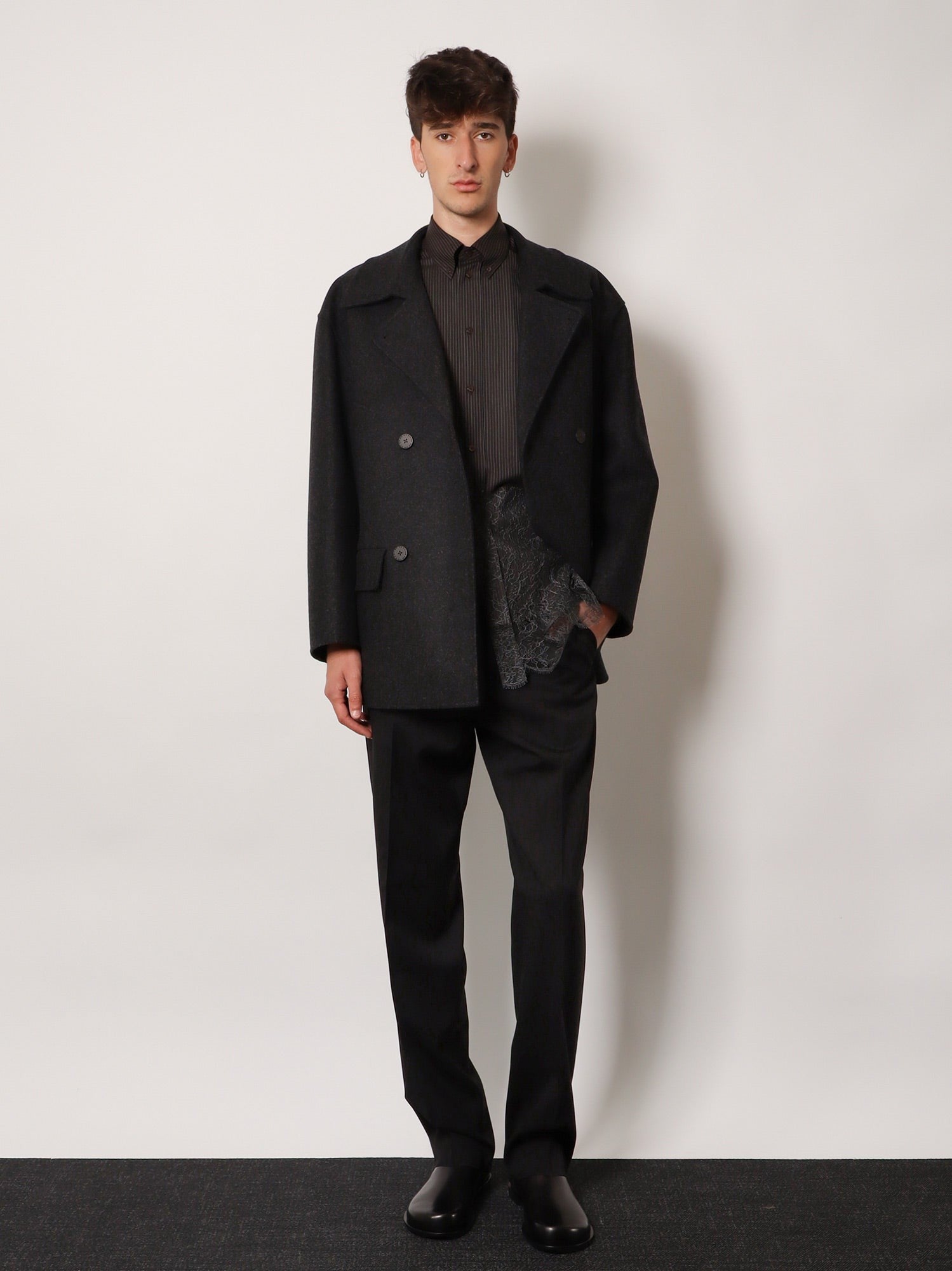 Fendi Men's Felt Wool Coat Grey