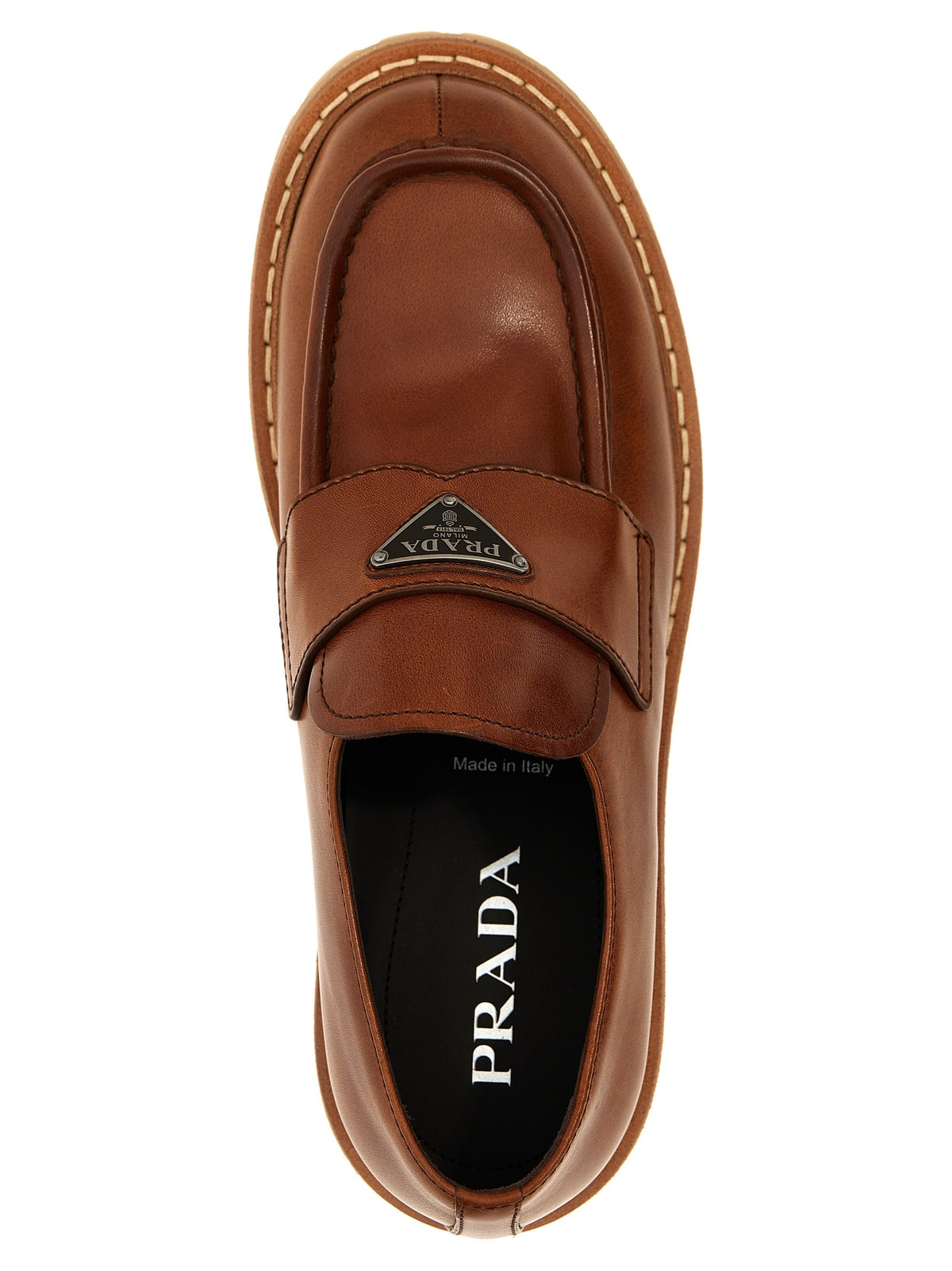 PRADA Double Chocolate Loafers Brown
