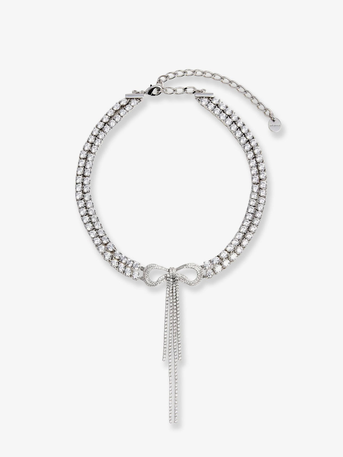 self-portrait Women's Double Crystal Bow Choker Silver