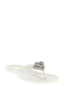 MACH &amp; MACH Double Heart Sandals White