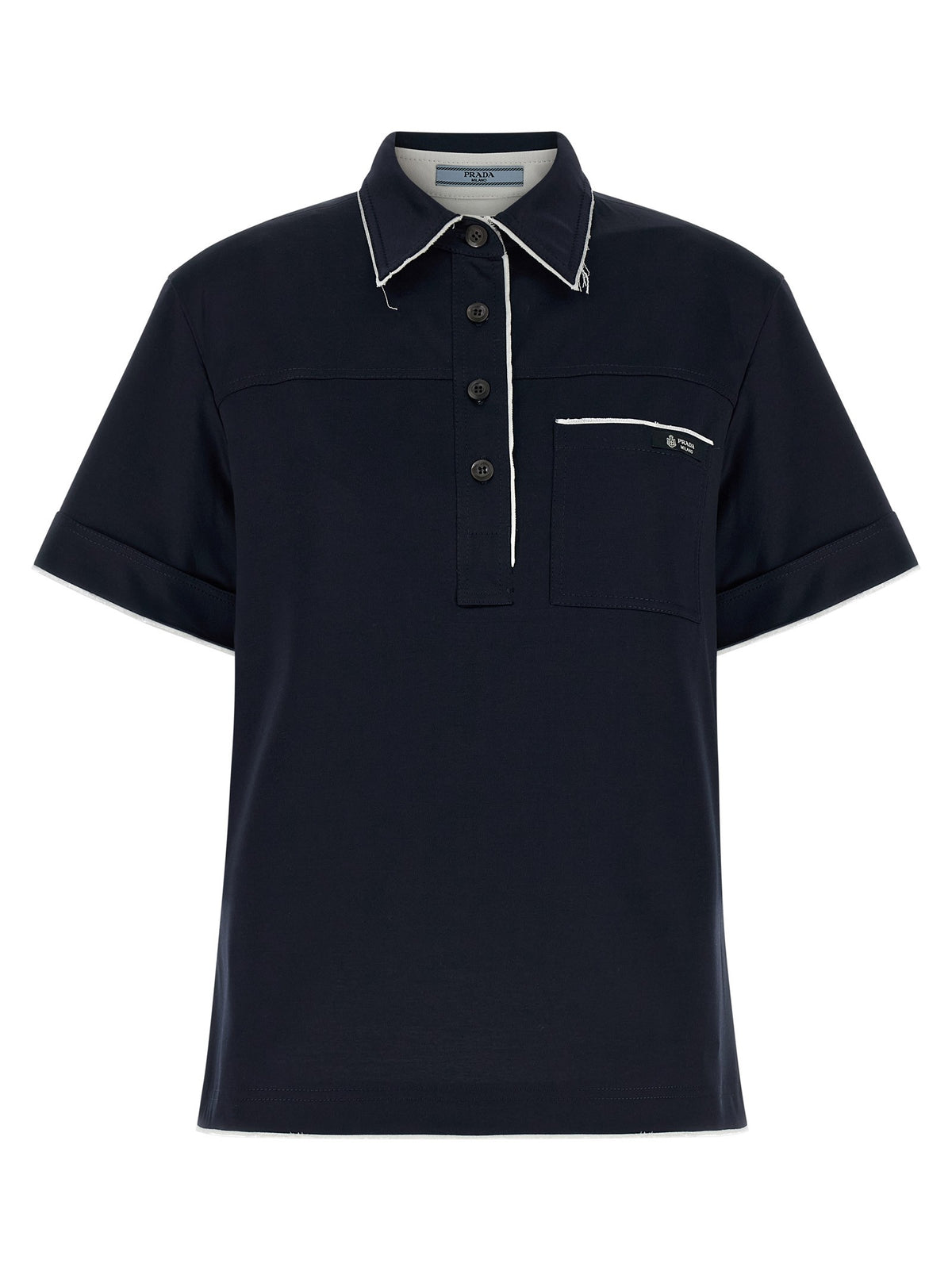 PRADA Double Layer Polo Shirt Blue