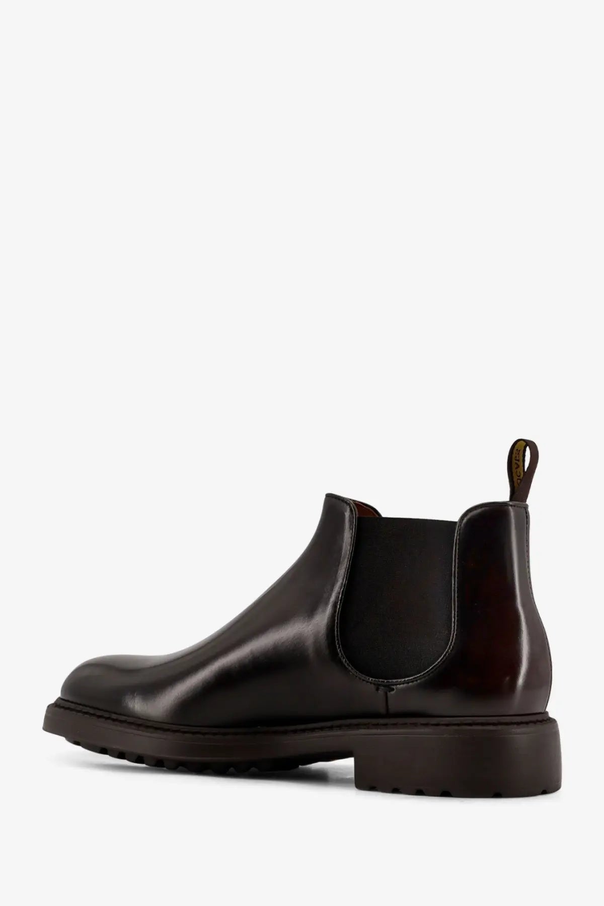 Doucal’s men’s beatles leather boots gold in dark brown with chunky rubber sole and elastic side panels