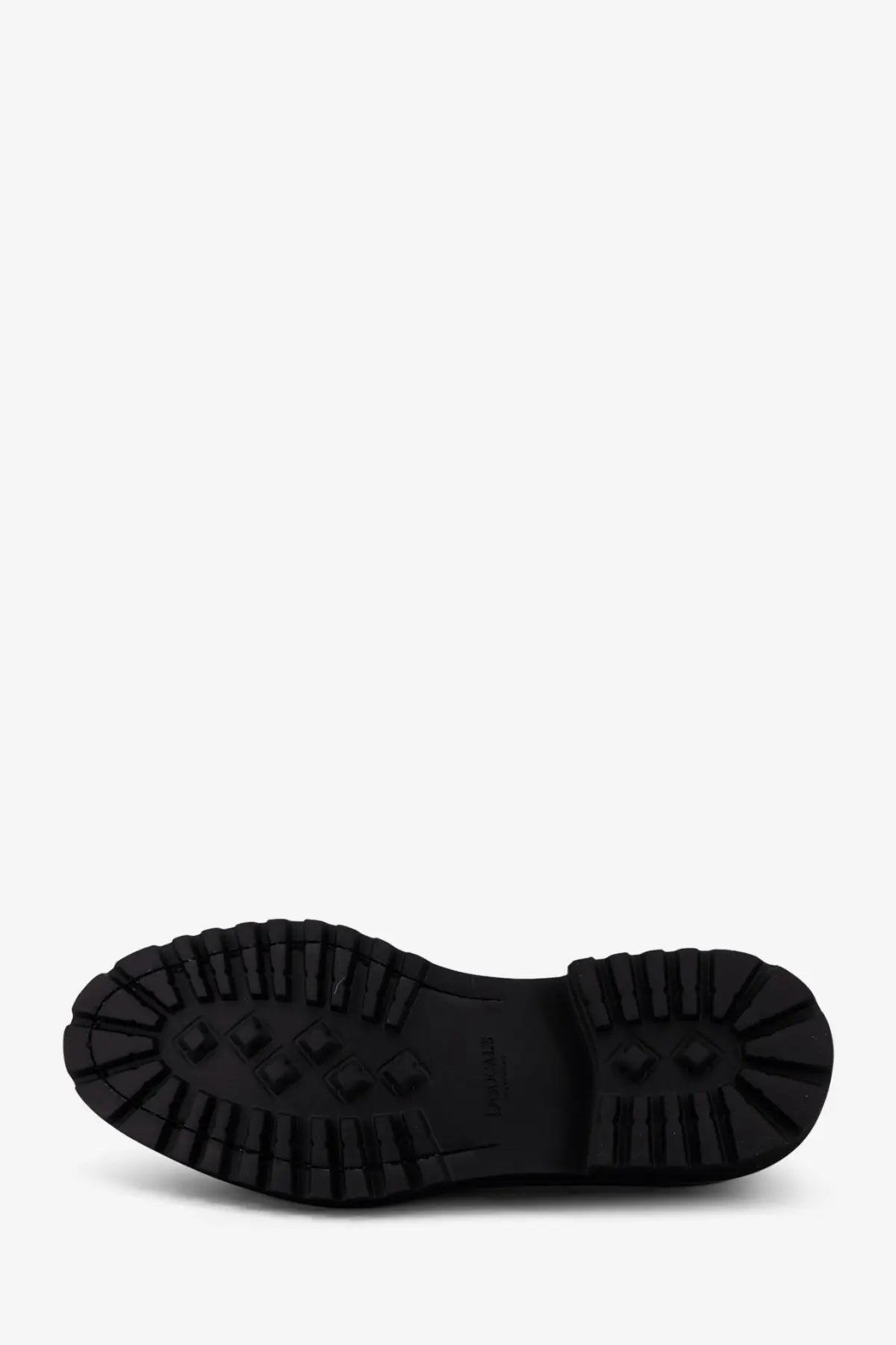 Black rubber sole with deep rugged tread and diamond grip elements on doucal’s men’s commander suede lace up shoes