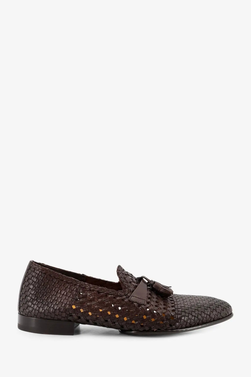 Brown woven leather loafer with tassel detail from doucals men’s unique leather loafers gold collection
