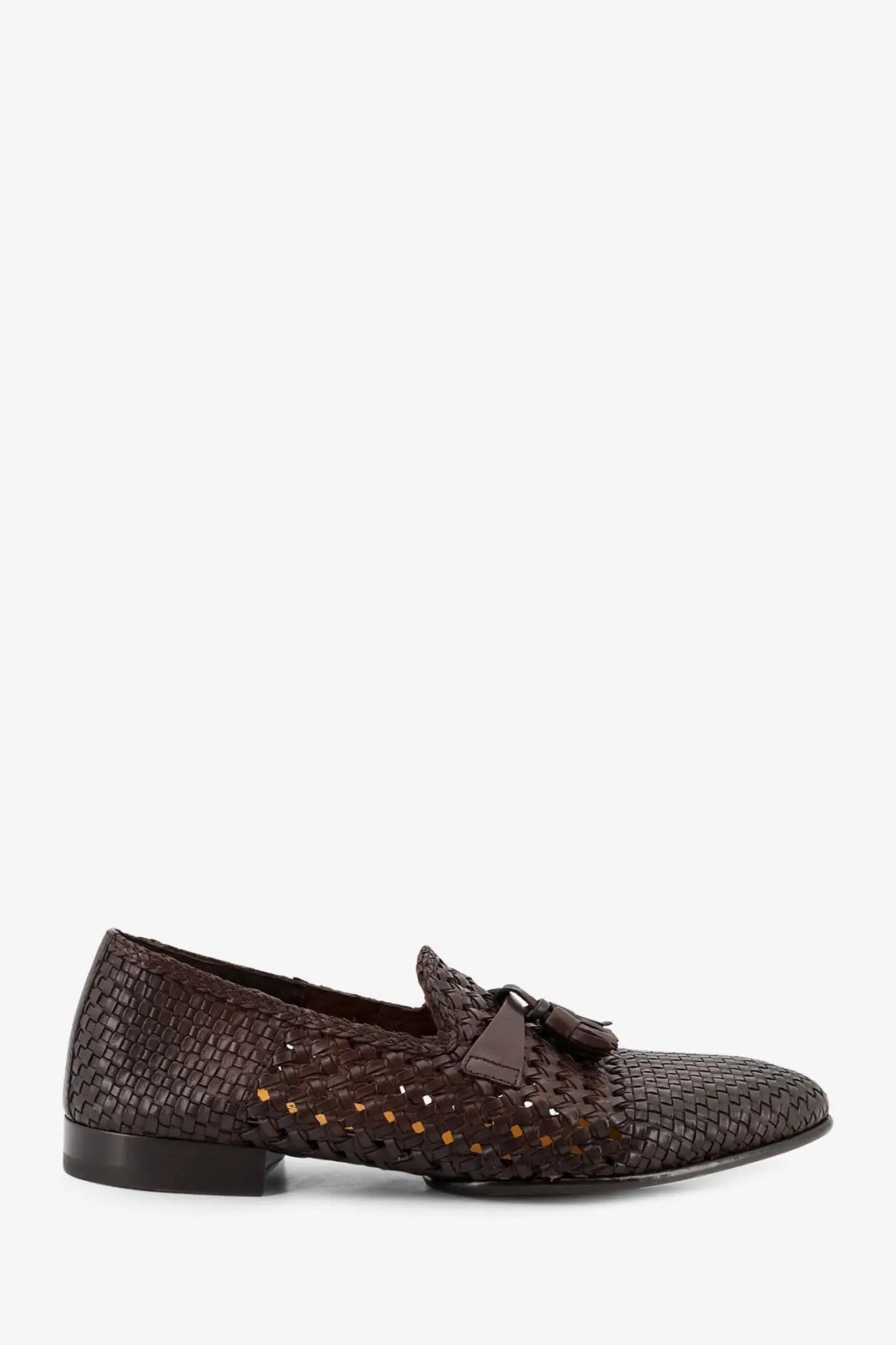Brown woven leather loafer with tassel detail from doucals men’s unique leather loafers gold collection