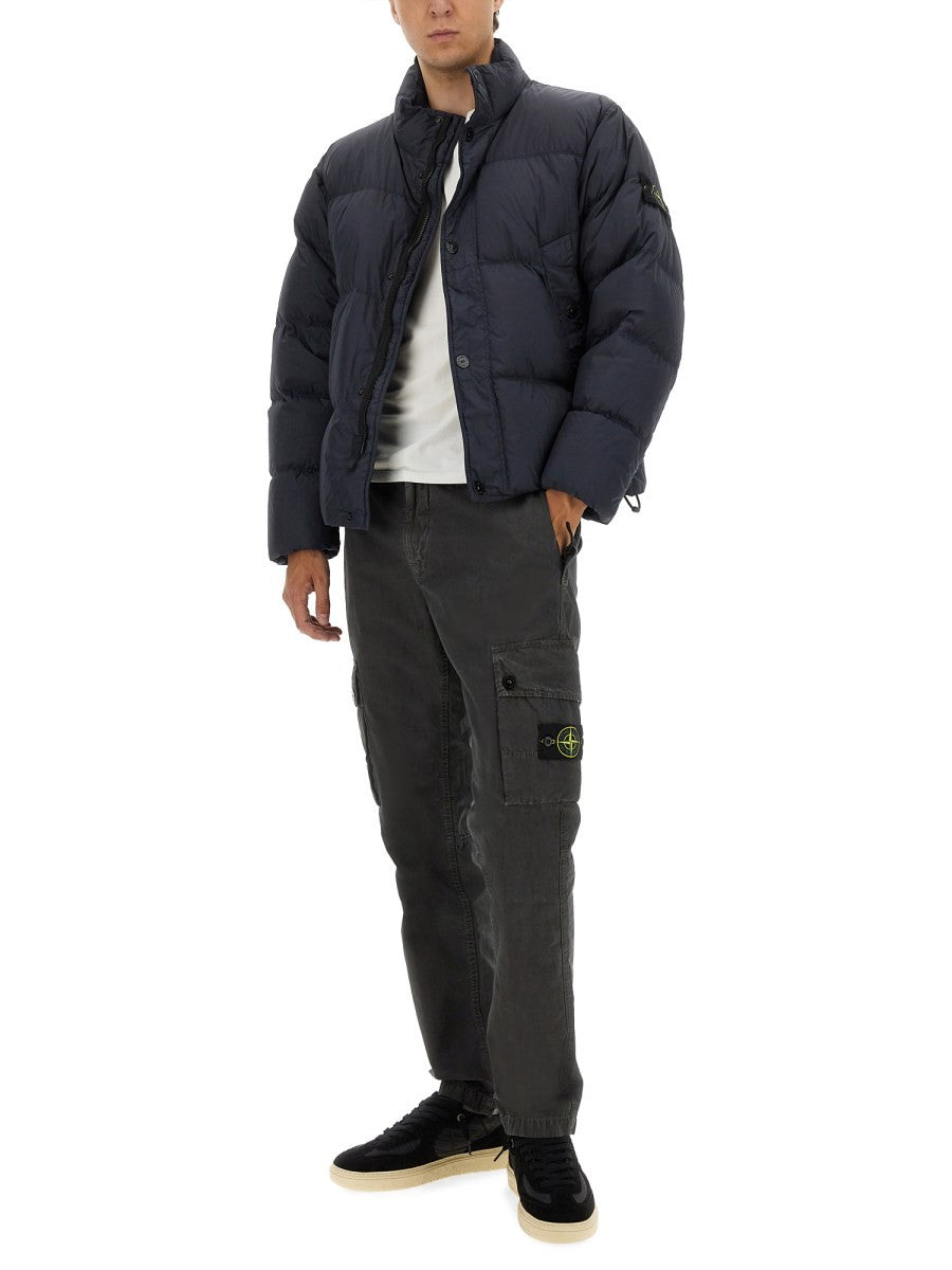 Stone Island Men's Down Jacket Crinckle Reps Blue