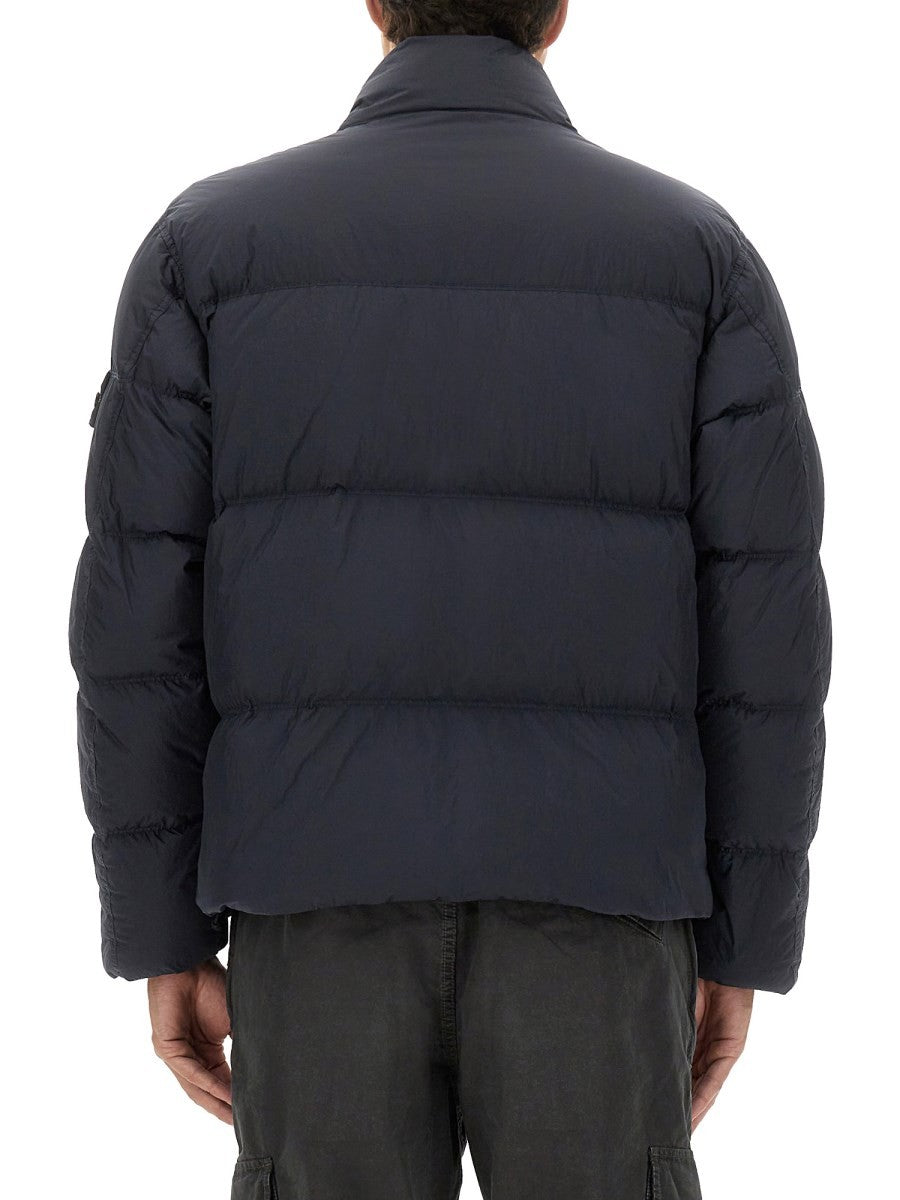 Stone Island Men's Down Jacket Crinckle Reps Blue