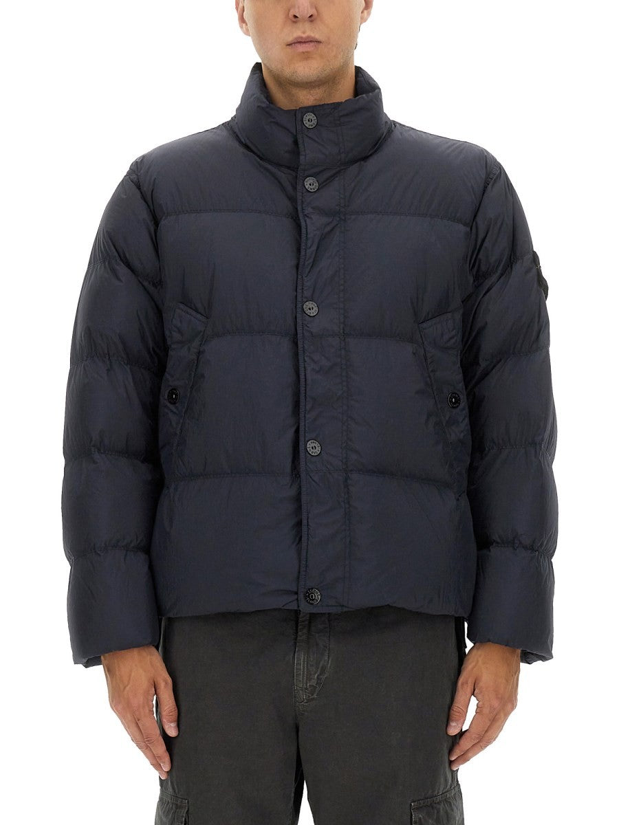 Stone Island Men's Down Jacket Crinckle Reps Blue