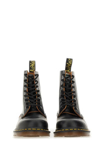 Dr martens men’s vintage black leather boot showing smooth black leather upper and classic design
