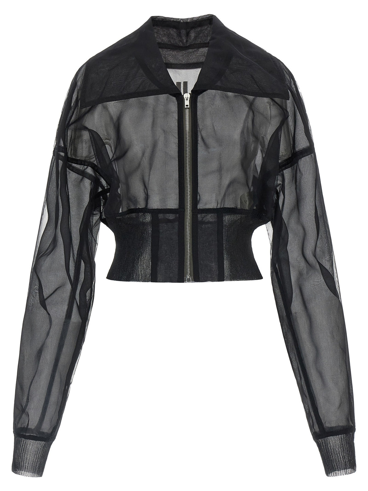 Rick Owens Dracucollar Cropped Bomber Jacket Black