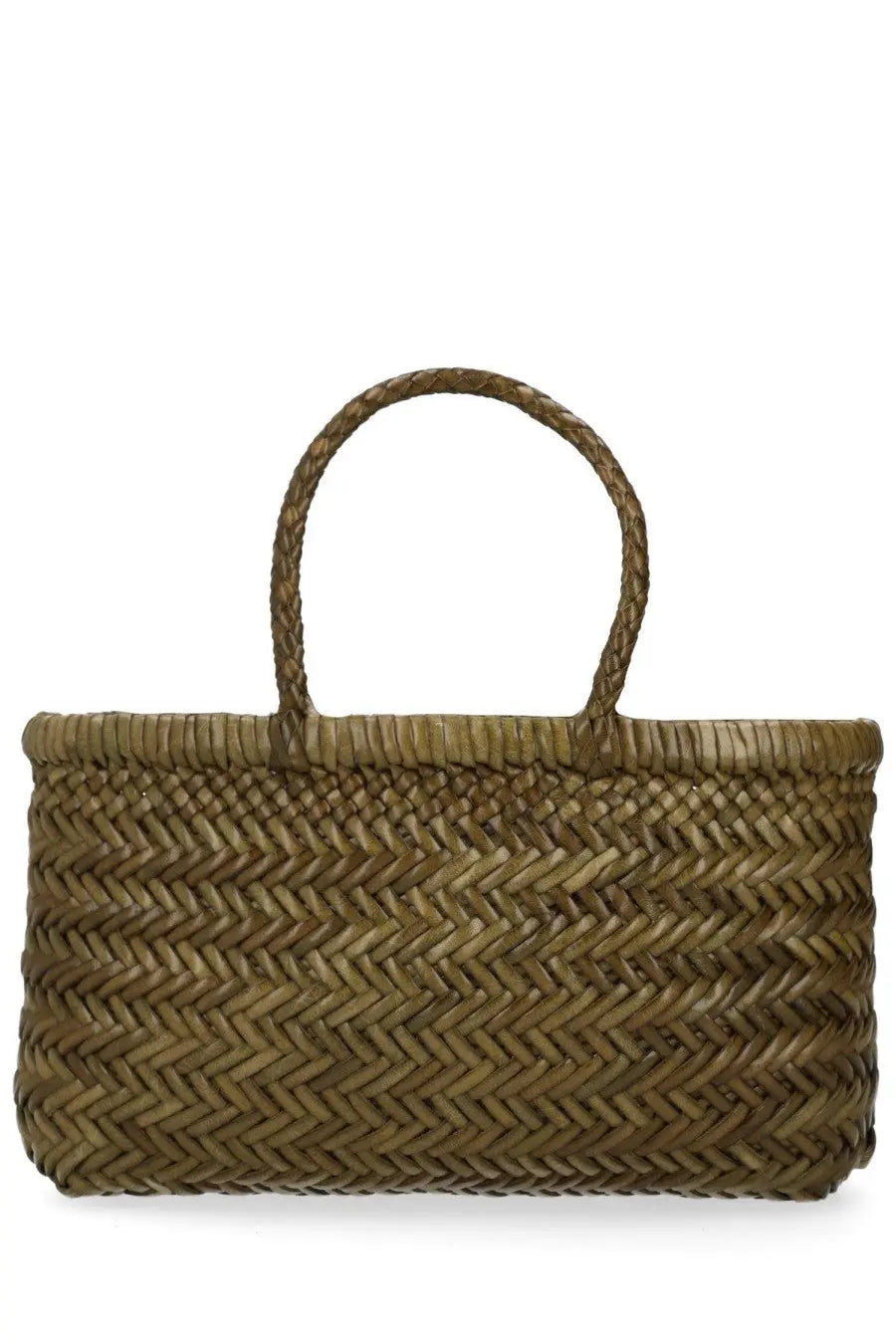 Dragon diffusion womens borsa flat gora mini green woven brown straw tote bag with herringbone pattern and braided handles