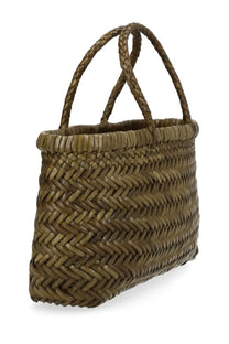 Dragon Diffusion womens borsa flat gora mini green woven olive green basket with braided handles and herringbone pattern