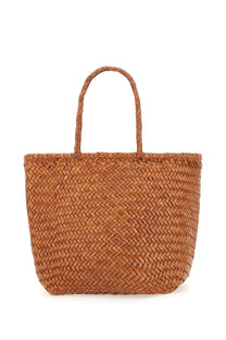 Dragon Diffusion women’s borsa grace basket small brown tan woven straw tote bag with braided handles