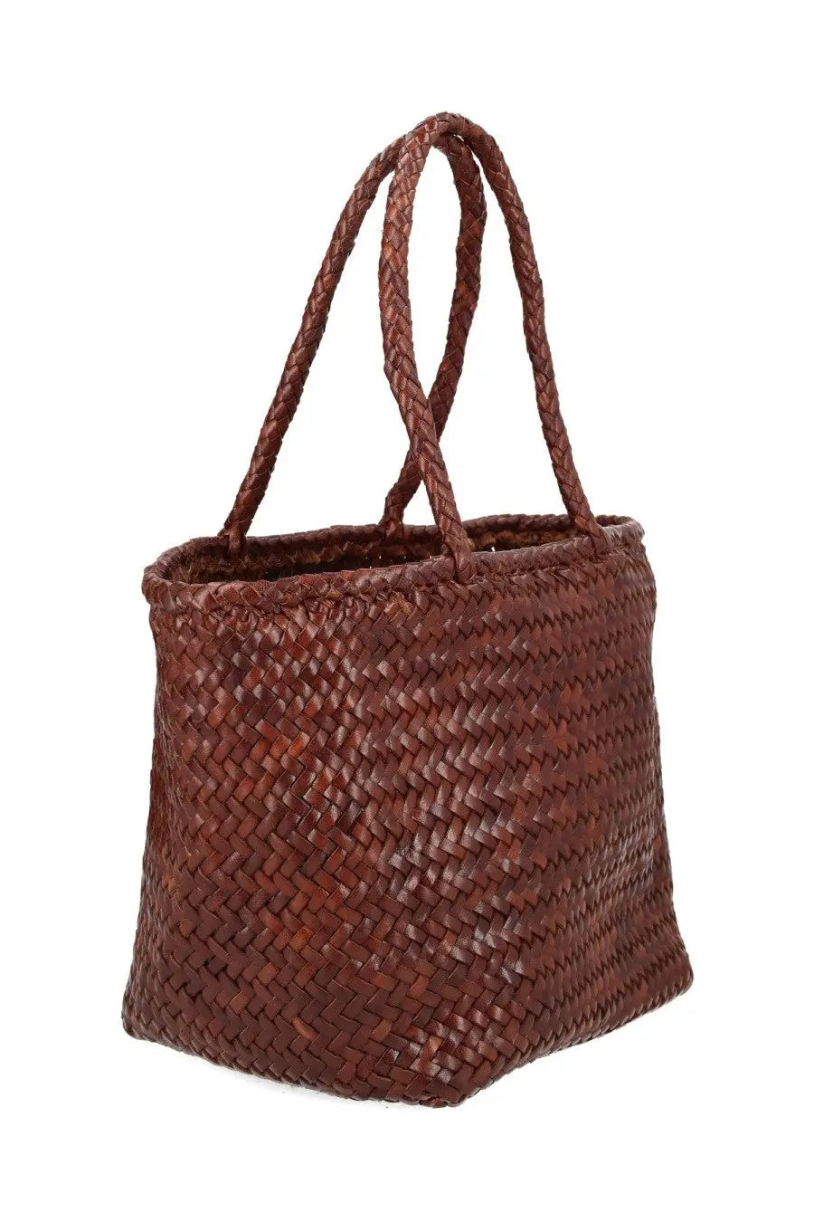 Brown woven tote bag with braided handles dragon diffusion womens borsa grace basket small brown
