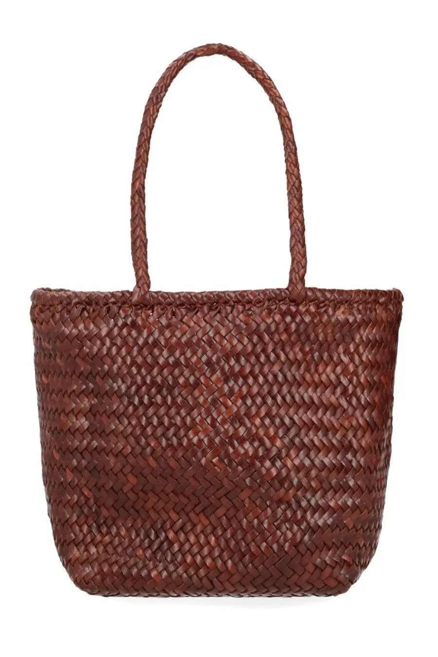 Dragon diffusion women’s borsa grace basket small brown woven tote bag with braided handles