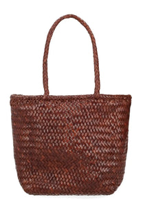 Dragon diffusion women’s borsa grace basket small brown woven tote bag with braided handles