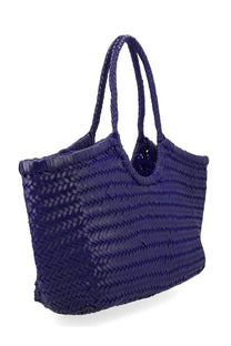 Deep purple woven tote bag with braided handles from Dragon Diffusion borsa Nantucket large purple collection