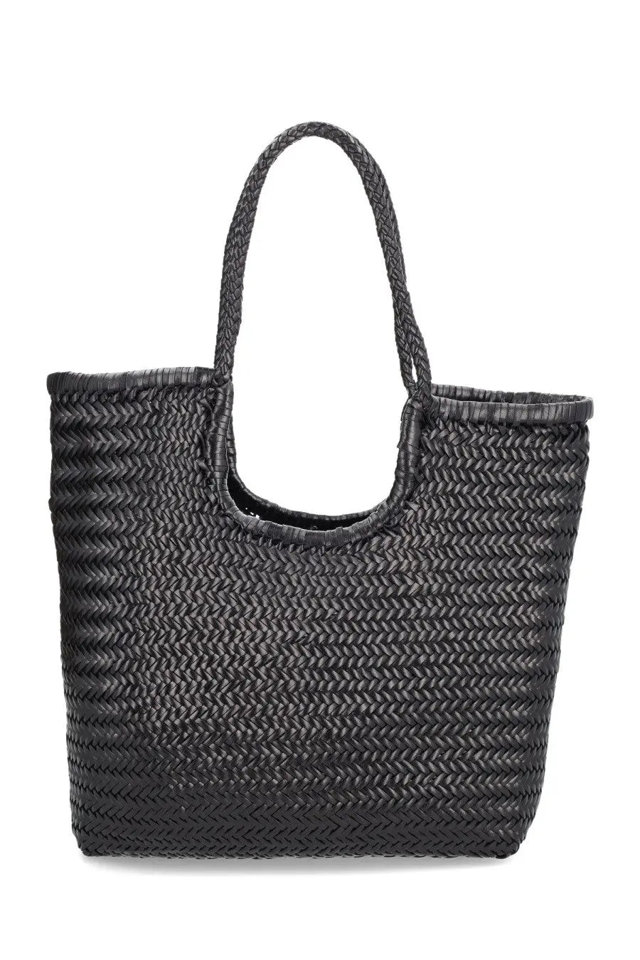 Dragon Diffusion womens borsa ns diagonal triple jump black woven tote bag with braided handles and herringbone pattern