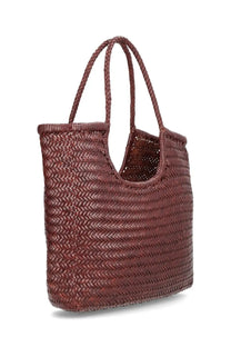 Dragon diffusion women’s borsa ns diagonal triple jump brown brown woven tote bag with braided handles and herringbone pattern