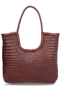 Dragon diffusion womens borsa ns diagonal triple jump brown woven burgundy tote bag with herringbone pattern and braided handles