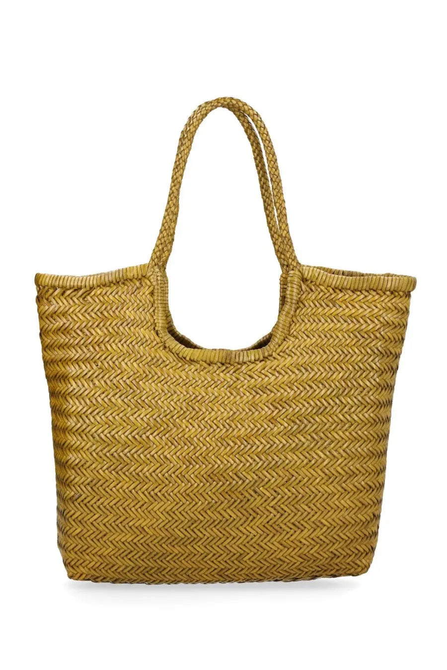 Dragon diffusion women’s borsa ns diagonal triple jump green woven yellow tote bag with herringbone pattern and braided handles
