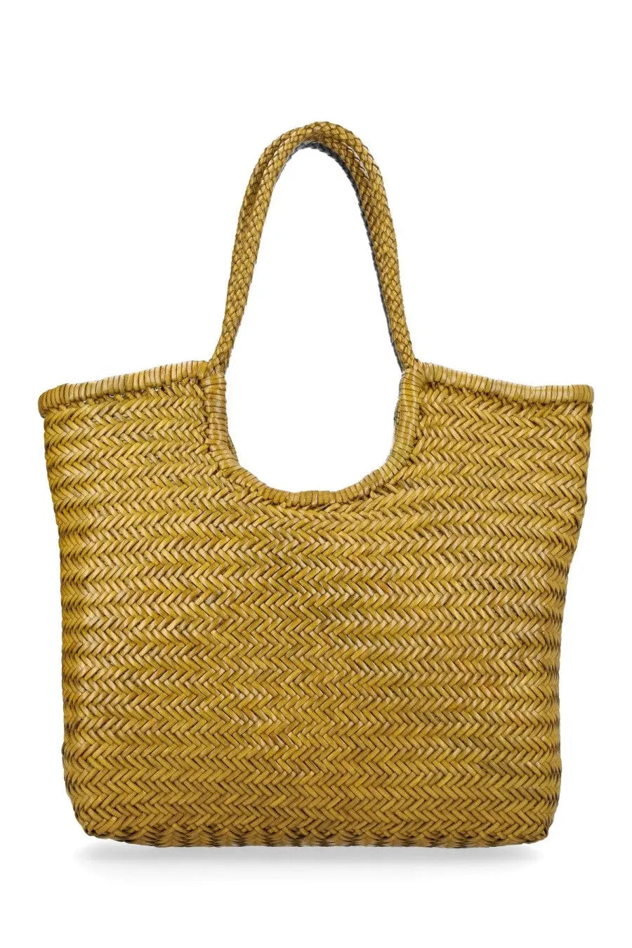Dragon diffusion women’s borsa ns diagonal triple jump green woven yellow tote bag with herringbone pattern and sturdy handles