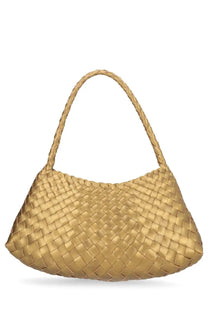 Dragon Diffusion women’s borsa rosanna gold golden-brown woven leather shoulder bag with braided handle and curved silhouette