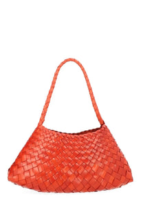 Dragon Diffusion women’s borsa Rosanna vibrant orange woven leather shoulder bag with braided handle