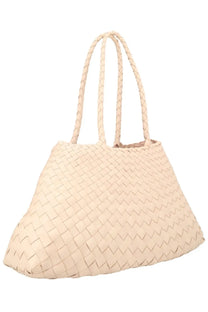 Dragon diffusion women’s borsa santa croce big beige beige woven leather tote bag with braided handles