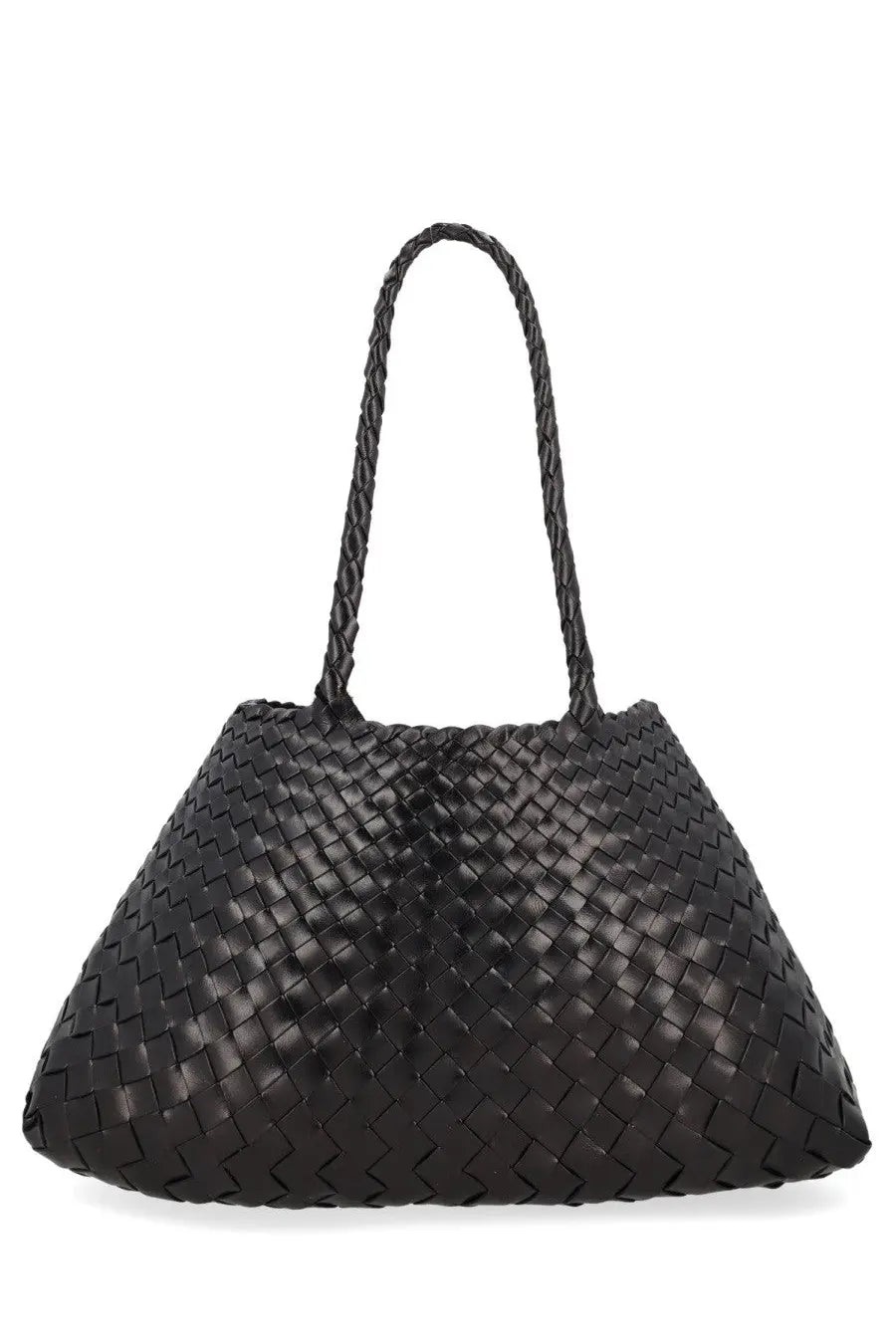 Dragon Diffusion women’s borsa Santa Croce big black woven leather tote bag with braided handles