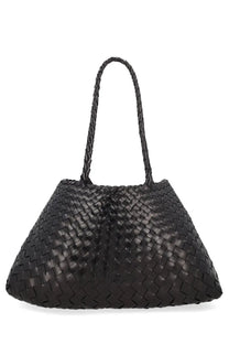 Dragon Diffusion women’s borsa Santa Croce big black woven leather tote bag with braided handles