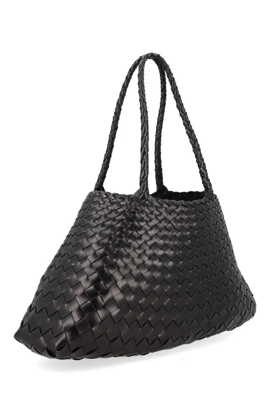 Dragon Diffusion womens borsa Santa Croce big black black woven leather tote bag with braided handles