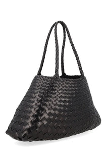 Dragon Diffusion womens borsa Santa Croce big black black woven leather tote bag with braided handles