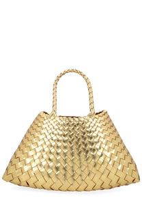 Dragon diffusion women’s borsa santa croce small gold metallic woven handbag with braided handles