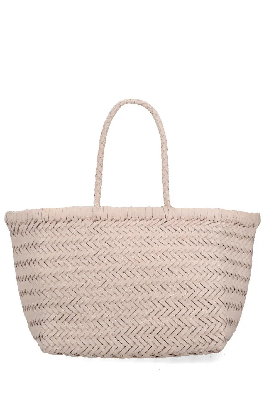 Beige woven leather tote bag with braided handles Dragon Diffusion women’s borsa triple jump small beige