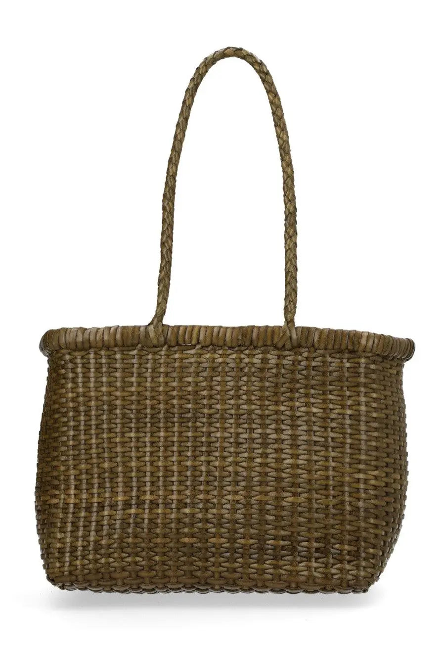 Dragon diffusion women’s borsa weave small green woven brown basket tote with braided handles for everyday use