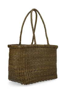 Dragon diffusion women’s borsa weave small green woven tote bag in olive green with braided handles