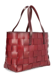 Dragon diffusion women’s japan tote bag red featuring a rich burgundy woven leather design with structured handles