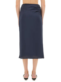 Theory Women's Draped Midi Skirt Blue