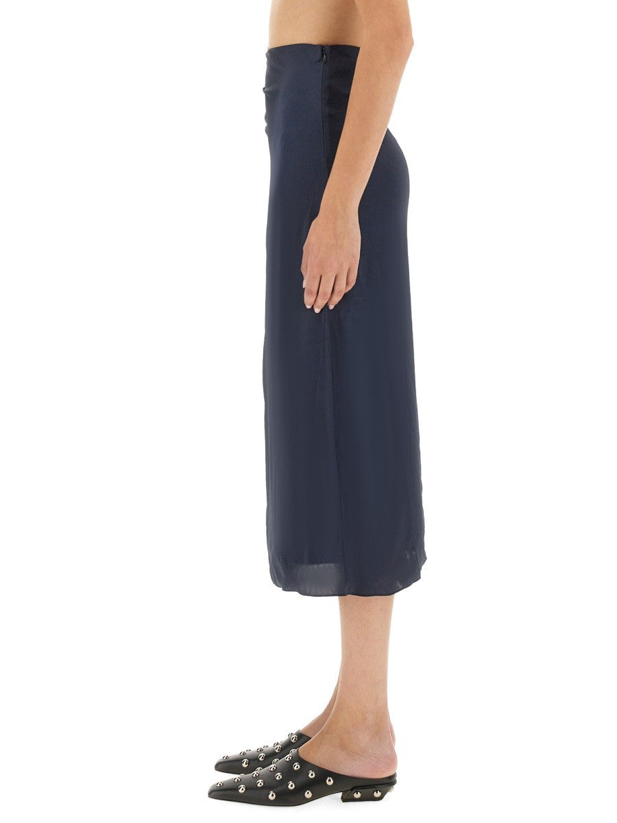Theory Women's Draped Midi Skirt Blue
