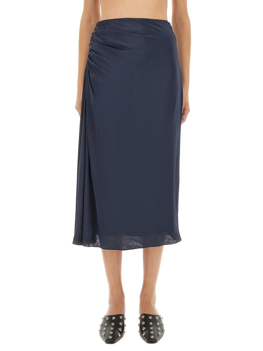 Theory Women's Draped Midi Skirt Blue